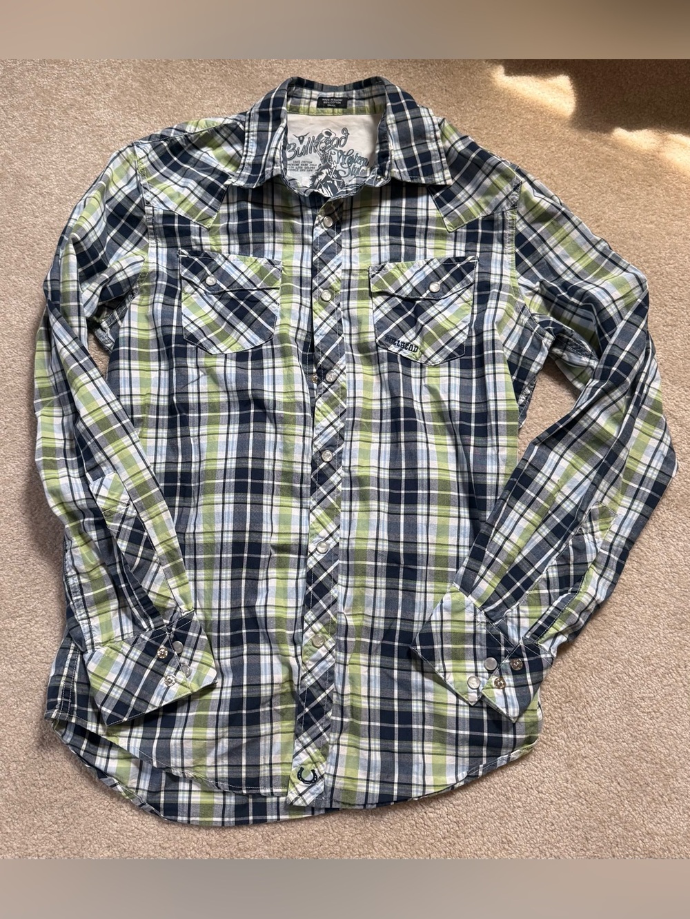 BULLHEAD Western Wear Snap Front Plaid Shirt
